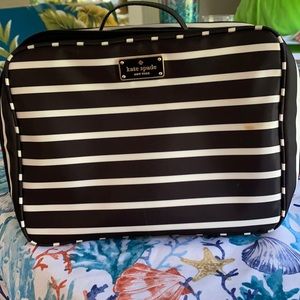 Kate Spade stripe cosmetics travel bag
